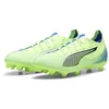 Image de PUMA Ultra 5 Pro FG/AG Chaussures de football unisexes pour adulte, Fizzy Apple Puma White Bluemazing, 42.5 EU