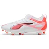 Image de PUMA Ultra 5 Match FG/AG JR Chaussures de football, blanc/noir/rouge brillant, pointure 44, Puma PUMA blanche, noire, rouge éclatante, 28 EU
