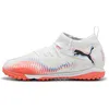 Image de PUMA Future 8 Match Tt + Mid Jr Chaussures de football unisexes pour enfant, Puma PUMA blanche, noire, rouge éclatante, 34 EU