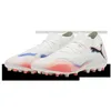Image de PUMA Future 8 Match MG, Chaussures de Football Unisexe-Adulte, Puma Blanc Puma Noir Rouge Brillant, 46 EU