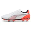 Image de PUMA Chaussures de football King Match Fg/Ag unisexes, Puma PUMA blanche argent rouge brillant, 42.5 EU