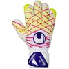 Image de uhlsport Prediction Absolutgrip HN Gants de Gardien de But de Football pour Enfants et Adultes - Gants spéciaux de Mike Maignan, 9, Blanc/Rose/Jaune/Violet
