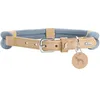 Image de HUNTER Collier pour chien Malia, couleur : bleu pigeon/naturel, en corde souple et cuir robuste, léger, résistant, look moderne et élégant, couleurs fraîches, fabriqué en Allemagne, taille : 50