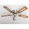 Image de Pepeo Kisa Ventilateur de plafond avec éclairage | Ventilateur avec interrupteur à tirette en argent avec pales réversibles aspect chêne et noyer - Diamètre 105 cm (Nickel brossé, chêne/noyer)