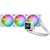 Image de Prime LC ARGB White Edition all-in-one CPU liquid cooler with vast CPU contact area and finned channels, water block with infinity mirror lens options, integrated ARGB fans and Aura lighting.