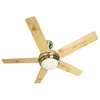 Image de Ventilateur de plafond Fresco en nickel brossé, télécommande incluse, pâles à double face argent/pin, 112 cm