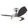 Image de 78763 Ventilateur de plafond d'intérieur à trois pales et une lampe Wengue de 76 cm, finition chrome avec verre opale dépoli