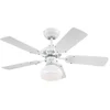 Image de Westinghouse Lighting 78704 Ventilateur de plafond d’intérieur blanc de 90 cm Princess Radiance II, kit d éclairage avec dôme en verre opale dépoli