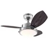 Image de Westinghouse Lighting 78762 Wengue 78762 Ventilateur de plafond avec lampe unique et trois pales Finition chromée et verre opale 76 cm