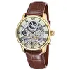 Image de Thomas Earnshaw Montre squelette automatique pour homme de 44 mm de long avec affichage 12 heures, soleil et lune et rotor décoré, blanc/marron, ES-8006-06