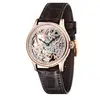 Image de Thomas Earnshaw Bauer Mécanique Squelette Montre Automatique pour Homme 42 mm avec Bracelet en Cuir Véritable ou Bracelet en Acier Inoxydable ES-8049, Marron, Cadran Rose