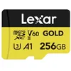 Image de Lexar GOLD Carte Micro SD 256Go, carte mémoire flash microSDXC UHS-II, carte microSD V60, U3, A1, C10, lecture jusqu'à 280Mo/s, pour drone/caméra d'action/appareil de jeu UHS-II (LMSGOLD256G-BNNNG)