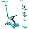 Image de Globber GO  UP Active Lights 360 Trottinette évolutive avec siège pivotant à 360°, repose-pieds, lumières LED et 3 roues, pour enfants de 15 mois à 6 ans, bleu aqua