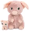 Image de LES DÉGLINGOS Les PTIPOTOS by Peluche Maman Bebe - Toute Douce - Cadeau Naissance - BARBEKIOU Cochon Maman & Bebe Rose - 25CM