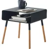 Image de Yamazaki 4230 Plain Low Side Table, Black, Steel/Wood, 35 x 35 x 35 cm