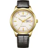 Image de CITIZEN Montre automatique pour homme avec bracelet en cuir doré NY4059-09AE, or, Moderne