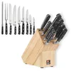 Image de Richardson Sheffield V SABATIER Bloc à couteaux avec lot de 10 couteaux tranchants, acier au chrome-molybdène-vanadium, bloc en bois massif, design de qualité supérieure