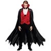 Image de Smiffys Costume Fever de vampire, noir et rouge, avec gilet, cape et cravate Halloween