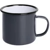 Image de Olympia Mug en acier émaillé gris et noir,350 ml / 12,5 oz (lot de 6), gris, Idéal pour les chantiers, feu de camp, camping, repas rustiques et plus, Usage professionnel et domestique, DC397
