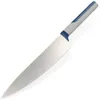 Image de Tasty Couteau de chef de 20 cm, lame tranchante en acier inoxydable, couteau de cuisine durable avec poignée ergonomique douce au toucher, couleur : bleu, gris