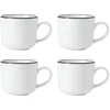 Image de Mikasa Limestone Set de tasses en porcelaine, 4x tasses en porcelaine avec bord noir pour le thé et le café, 360ml| Emballage cadeau et lavable au lave-vaisselle