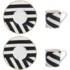 Image de Mikasa Luxe Deco Set de tasses et soucoupes à expresso en Chine, 2x tasses et soucoupes à expresso avec impression géométrique, tasses à café de 100ml - Emballage cadeau et lavable au lave-vaisselle
