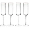 Image de Mikasa Sorrento Flûtes à Champagne en cristal strié avec bord doré et forme large, 200 ml, lot de 4 verres fins transparents sans plomb, design épuré pour les célébrations