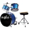 Image de Music Alley Junior Drum Kit pour enfants avec pied de tambour, tabouret de tambour et bâtonnets de tambour - bleu