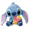 Image de Simba Disney Stitch Doudou avec glace sur tige   Peluche à câliner avec glace colorée sur la tige, look d'été joyeux, ami en peluche doux, bleu, 25 cm, à partir de 0 ans