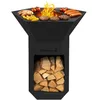 Image de Barbecook barbecue à bois Nestor Original brasero exterieur avec plancha, noir, 92x92x101cm
