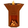 Image de Barbecook barbecue brasero avec plancha Nestor Original bbq grill acier corten, 92x92x101cm