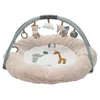 Image de Nattou Tapis d'éveil rond avec arche de jeu, en polyester, motif girafe et éléphant, diamètre env. 90 cm, Luna et Axel, beige/vert