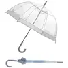 Image de Susino Parapluie Cloche Transparent, Parapluie Transparent avec Bordure grise, Parapluie Dome, Large protection avec un Diamètre de 90 cm, Transparent et gris, Argenté, 90 cm, Parapluie pliant