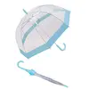 Image de Parapluie Droit Ouverture Automatique - Transparent, Bleu, 90 cm, Parapluie canne