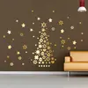 Image de Stickers adhésifs Noël | Sticker Autocollant Sapin de Noël et étoiles - Décoration Murale fêtes de Noël | 110 x 55 cm - Or