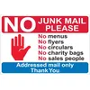 Image de Ambiance Sticker Autocollant Vinyl Signalétique avec Inscription NO JUNK MAIL PLEASE: No Menus, No Flyers, No Circulars, No Charity Bags, No Sales People - H10 x L15 cm