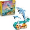 Image de LEGO Creator 3-en-1 Animaux Marins : les Beaux Dauphins - Jouet avec Figurine d'Animal Marin se Transformant en Hippocampe ou Crabe - Décoration DIY - Cadeau Original pour Fille ou Garçon 9 ans 31385