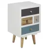 Image de AC Design Furniture Suwen 63369 Lot de 4 tables de chevet à tiroirs multicolores en pin avec pieds transparents Blanc