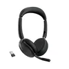 Image de Jabra Evolve2 65 Flex Casque stéréo avec Bluetooth, socle de charge sans fil, technologie Jabra ClearVoice antibruit et ANC hybride   Fonctionne avec toutes les plateformes UC   Noir