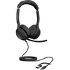 Image de Jabra Evolve2 50 On Ear headset Kabel, Bluetooth Stereo Zwart Ruisonderdrukking (microfoon), Noise Cancelling Headset, Microfoon uitschakelbaar (mute),