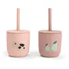 Image de Done By Deer Lot De 2 Gobelets Avec Pailles Silicone Tiny Farm