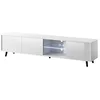 Image de Selsey Glam - Meuble TV bas blanc mat/blanc brillant avec éclairage LED blanc 175 cm de large