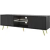 Image de Selsey Bello Armoire TV avec lamelles 135 cm Pieds dorés Noir