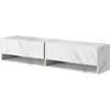 Image de Selsey MIRRGO - Meuble TV 140 cm marbre Blanc avec Insert d'or