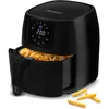 Image de ZEEGMA Friteuse sans graisse 1400 W, température de fonctionnement : 60-200 °C, prête à l'emploi en 60 s, grande capacité d'un panier et d'un bol de cuisson, revêtement téflon, 8 programmes