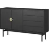 Image de Selsey Stoon Commode de rangement, à 2 portes, 4 tiroirs, avec système Push to Open, 154 cm, noire
