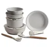 Image de Bergner Click&Cook - Batterie de Cuisine avec Poignée Amovible 2 Poêles, 2 Casseroles, 1 Friteuse, 2 Couvercles et 2 Ustensiles de Cuisine - Fabriqué en Fonte d'Aluminium - Revêtement Antiadhésif en