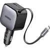 Image de UGREEN EC602 60W Car Charger 2C1A Autolader 60 W USB-C bus, USB-C stekker, USB-A-bus Grijs Auto, Vrachtwagen Opwikkelbare USB-C-kabel