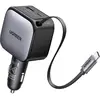 Image de UGREEN EC603 90W Car Charger Autolader 90 W 2x USB-C, 1x USB-A Grijs Auto, Vrachtwagen Opwikkelbare USB-C-kabel