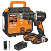 Image de WORX Perceuse Visseuse sans Fil Brushless 20V WX102, Compacte et légère, Couple 60Nm, Mandrin 13mm, 2 vitesses, Lumière LED, Vissage et Dévissage, Livrée avec 2 Batteries 2Ah et Chargeur rapide